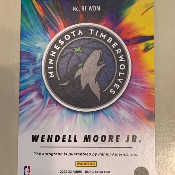 2022-23 NBA Hoops Basketball Wendell Moore Jr. Rookie Ink AUTO #RI-WDM Wolves - Picture 2 of 2